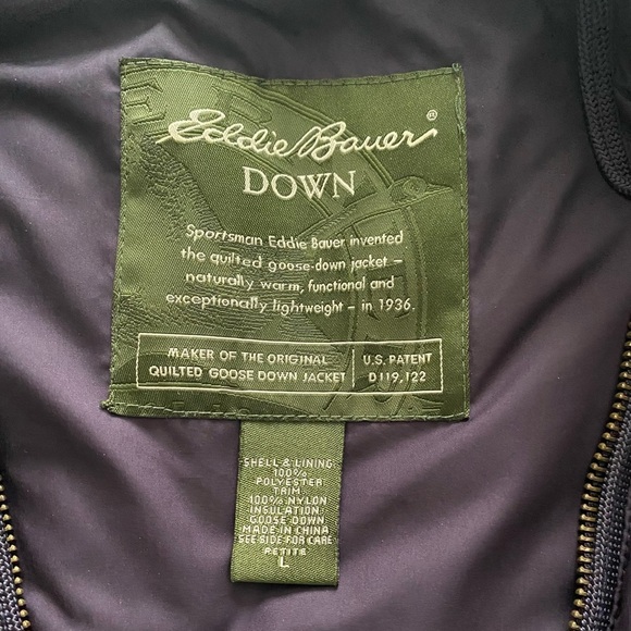 Eddie Bauer down vest. Size L. Purple (grape) color. Snap details on the back. - Picture 3 of 3